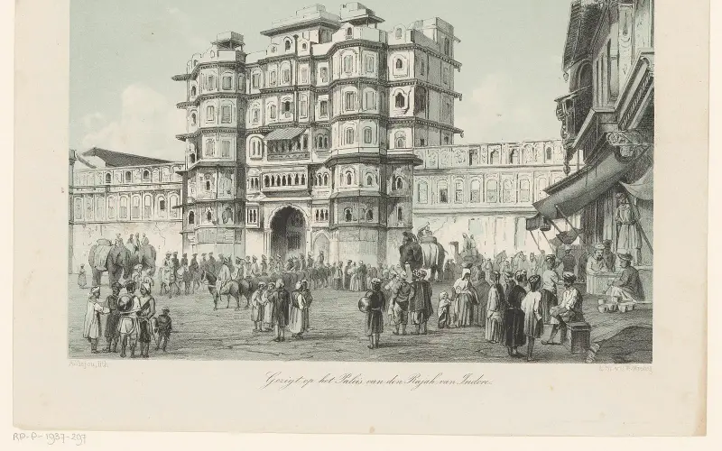 Gezicht op Rajwada paleis te Indore Gezigt op het Paleis van den Rajah van Indore (titel o