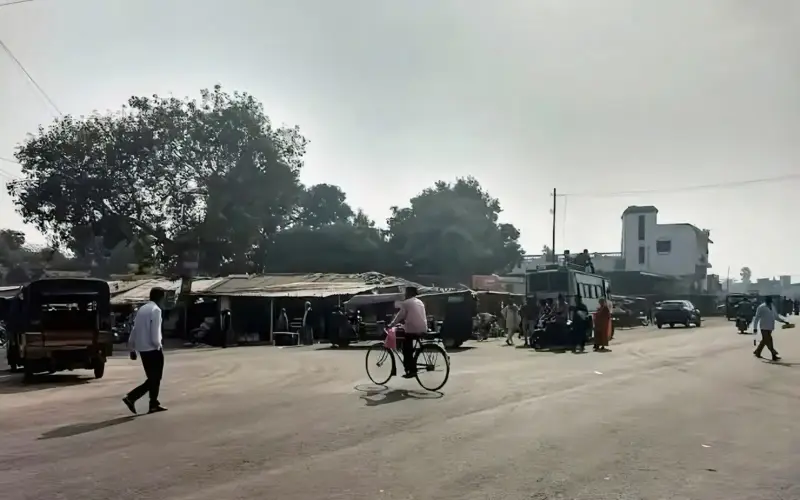 Market area of Kaluahi town, Madhubani district, Bihar, India
